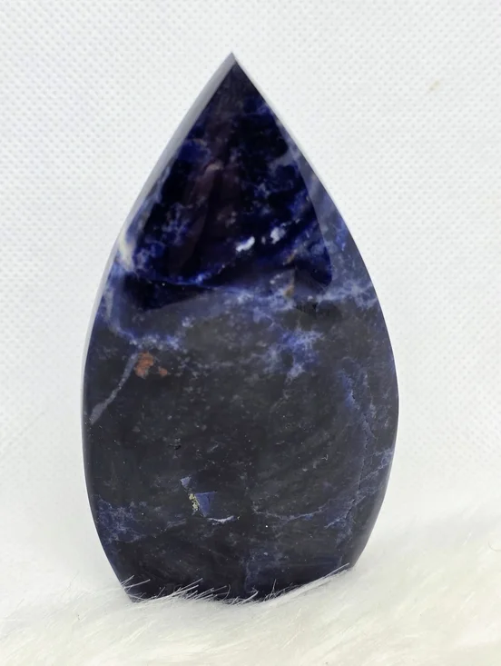 Sodalite Flame Carving Blue Crystal Freeform Galaxy Pattern Polished Stone Decor - Picture 1 of 6